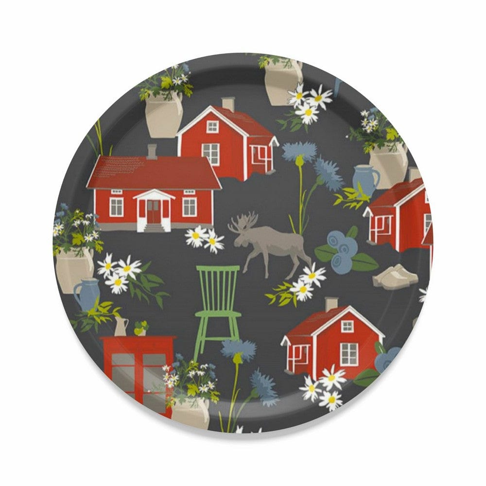 Arvidssons Textil Bricka Strövtåg Rund Grå SKU ARV-2794-67-03-71 EAN 7394094255549