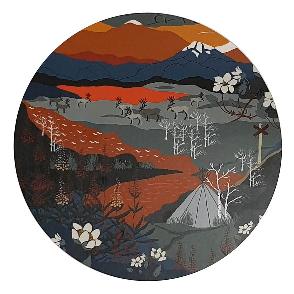 Arvidssons Textil Grytunderlägg Fjällvandring Rund Orange SKU ARV-2724-67-06-06 EAN 7394094253637