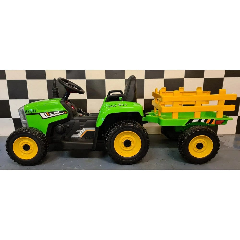 Car4Kids Eltraktor med Släpvagn och RC SKU CAK-C4K611 GROEN EAN