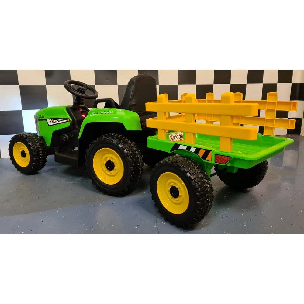 Car4Kids Eltraktor med Släpvagn och RC SKU CAK-C4K611 GROEN EAN