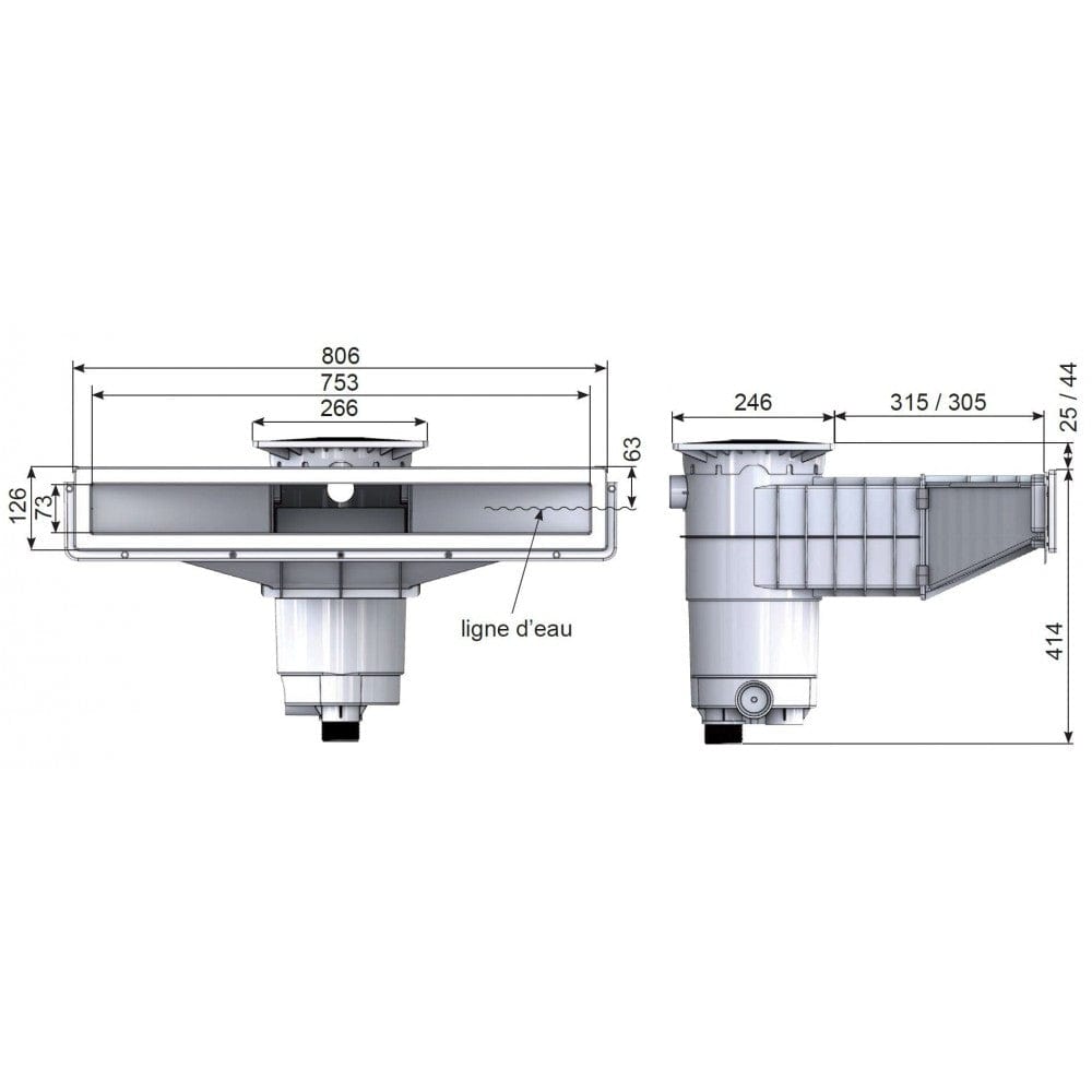 Weltico Bräddavlopp A800 Rostfri Liner SKU POE-WEL-250-0102 EAN