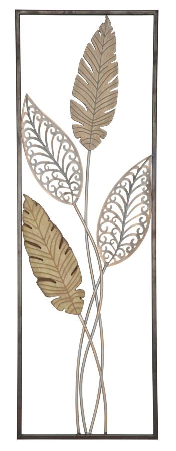 Mauro Ferretti Foglie A 3D-väggpanel med blad 30,5 × 91 cm - guld/silver