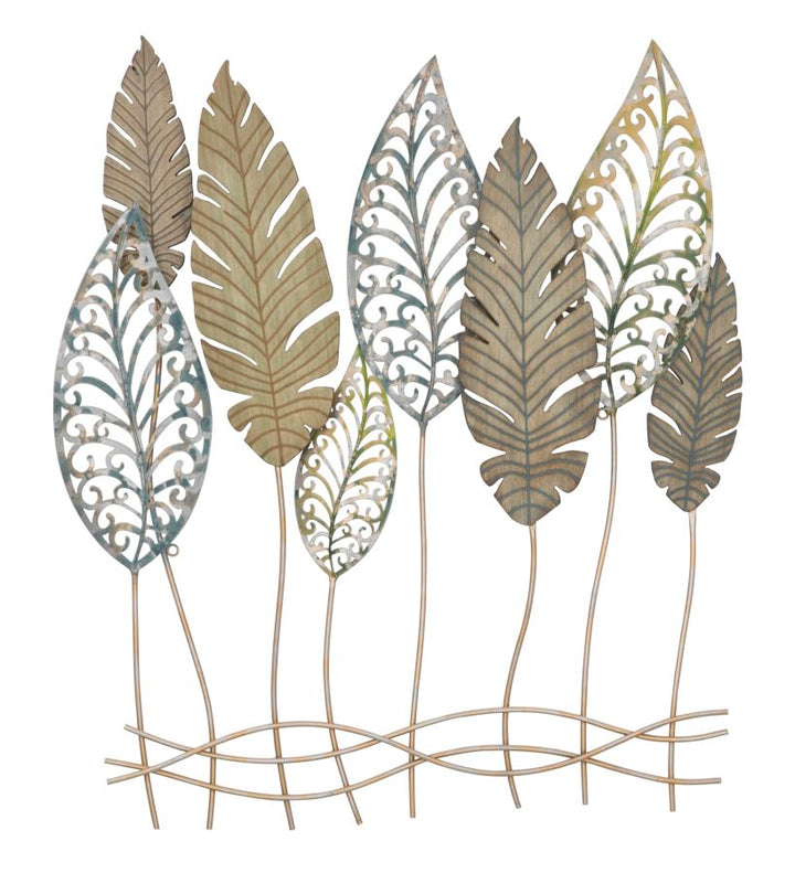 Mauro Ferretti Foglie C 3D-väggpanel med blad 75 × 87 cm - guld/silver