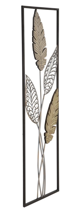 Mauro Ferretti Foglie A 3D-väggpanel med blad 30,5 × 91 cm - guld/silver