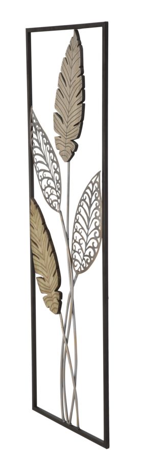 Mauro Ferretti Foglie A 3D-väggpanel med blad 30,5 × 91 cm - guld/silver