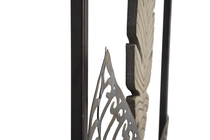Mauro Ferretti Foglie A 3D-väggpanel med blad 30,5 × 91 cm - guld/silver