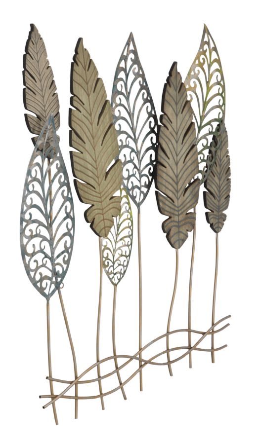 Mauro Ferretti Foglie C 3D-väggpanel med blad 75 × 87 cm - guld/silver