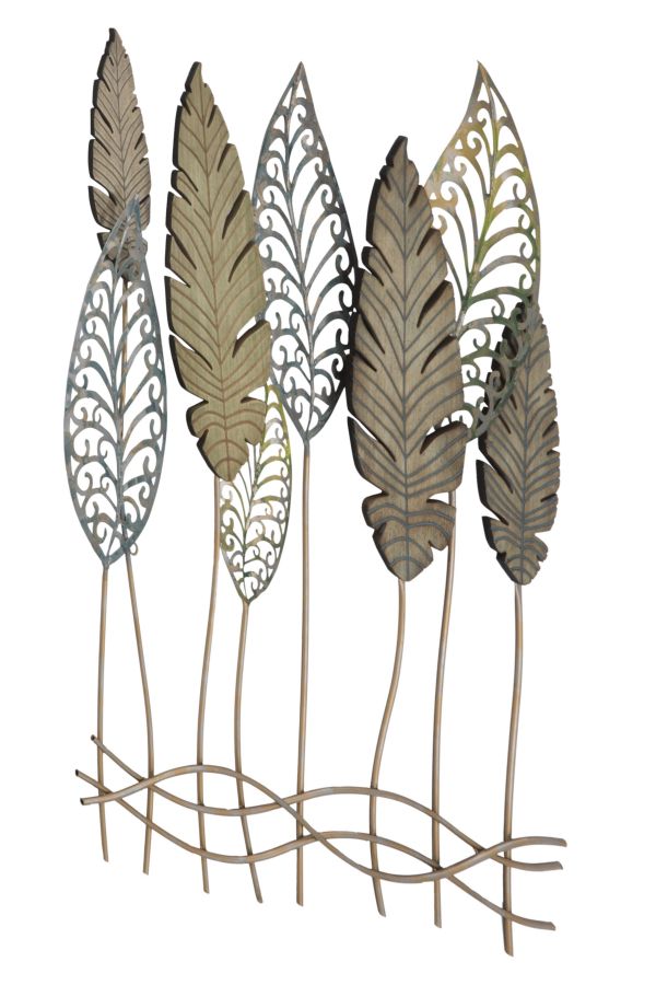 Mauro Ferretti Foglie C 3D-väggpanel med blad 75 × 87 cm - guld/silver