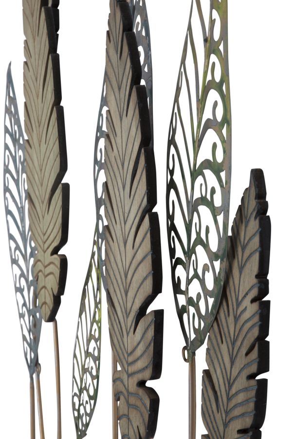 Mauro Ferretti Foglie C 3D-väggpanel med blad 75 × 87 cm - guld/silver
