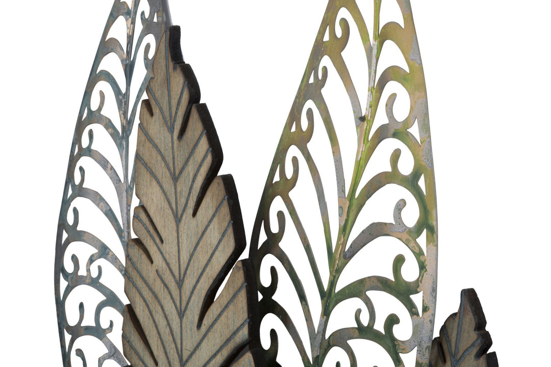 Mauro Ferretti Foglie C 3D-väggpanel med blad 75 × 87 cm - guld/silver