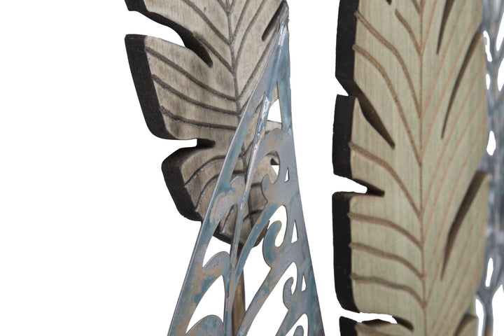 Mauro Ferretti Foglie C 3D-väggpanel med blad 75 × 87 cm - guld/silver