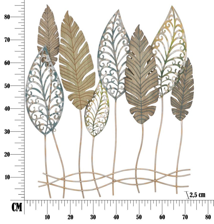 Mauro Ferretti Foglie C 3D-väggpanel med blad 75 × 87 cm - guld/silver