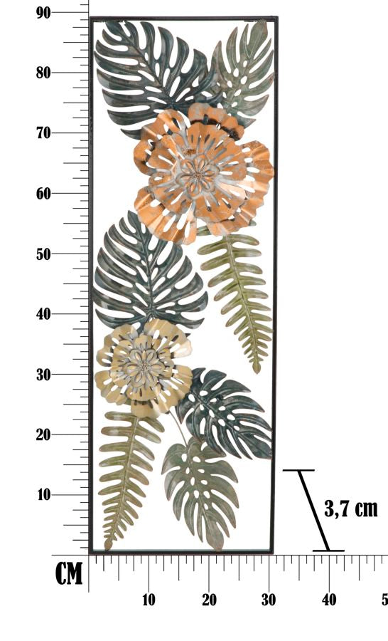 Mauro Ferretti Too A 3D-väggpanel med blommor och blad 30,5 × 88,5 cm