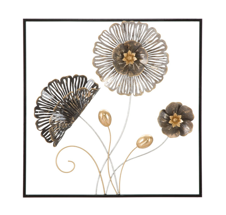 Mauro Ferretti Square 3D-väggpanel med blommor och blad 50 × 50 cm