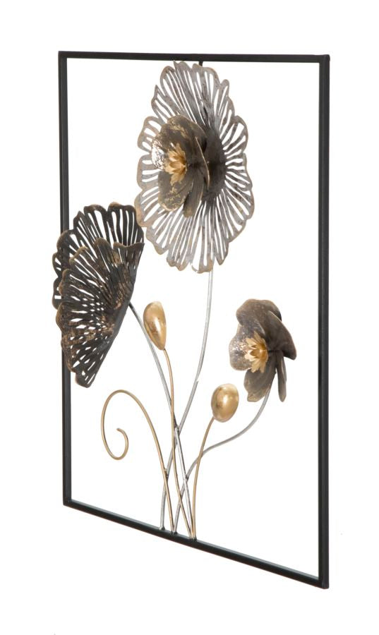 Mauro Ferretti Square 3D-väggpanel med blommor och blad 50 × 50 cm