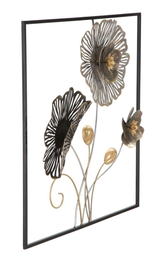 Mauro Ferretti Square 3D-väggpanel med blommor och blad 50 × 50 cm