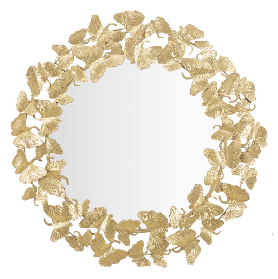 Mauro Ferretti Leaf rund väggspegel Ø87 cm - guld