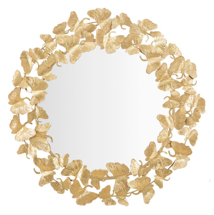 Mauro Ferretti Leaf rund väggspegel Ø87 cm - guld