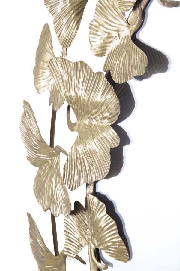 Mauro Ferretti Leaf rund väggspegel Ø87 cm - guld