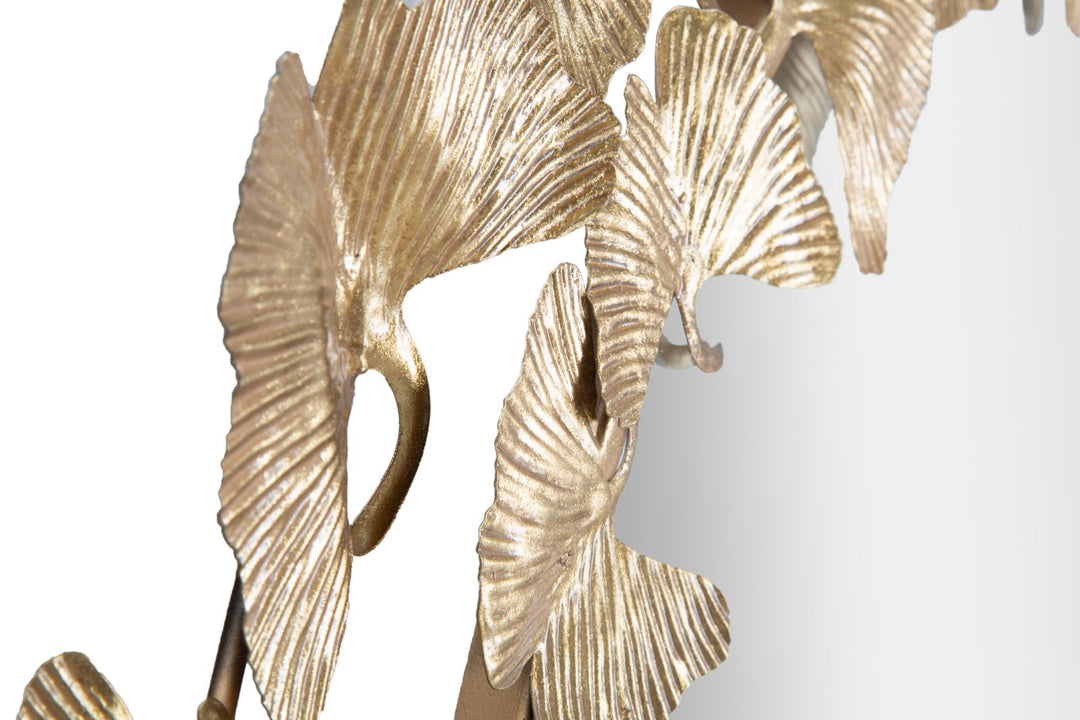 Mauro Ferretti Leaf rund väggspegel Ø87 cm - guld
