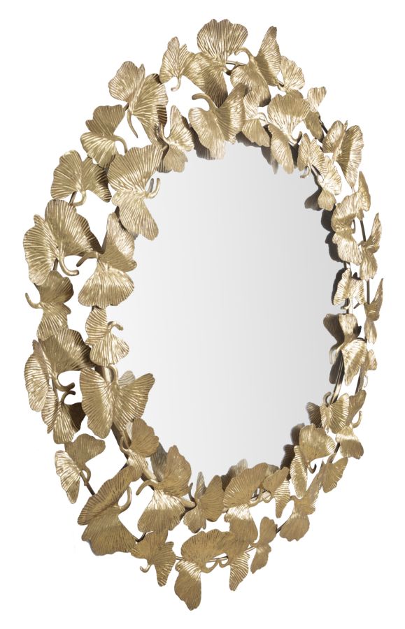 Mauro Ferretti Leaf rund väggspegel Ø87 cm - guld
