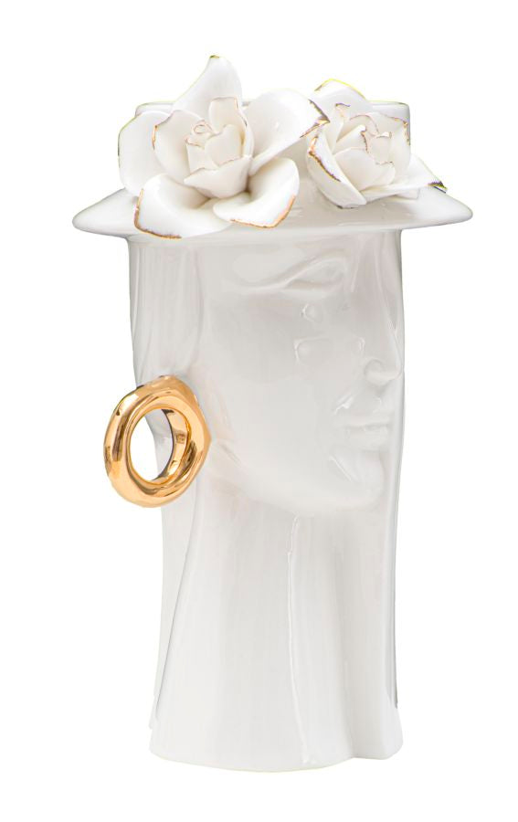 Mauro Ferretti Woman Elegant vas 15 × 13,3 × 23,5 cm - vit/guld