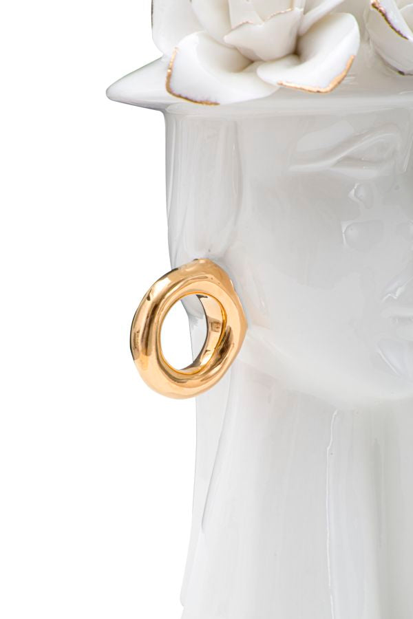 Mauro Ferretti Woman Elegant vas 15 × 13,3 × 23,5 cm - vit/guld