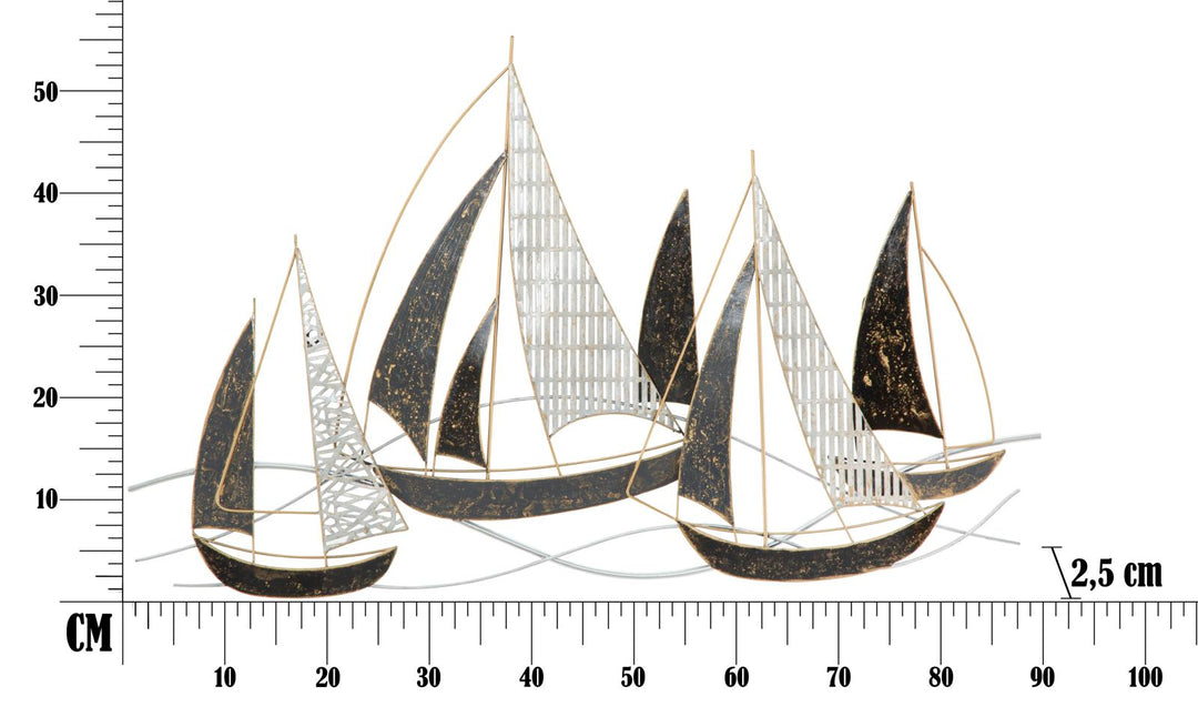 Mauro Ferretti Veliero 3D-väggpanel med segelbåtsmotiv 91 × 55,9 cm