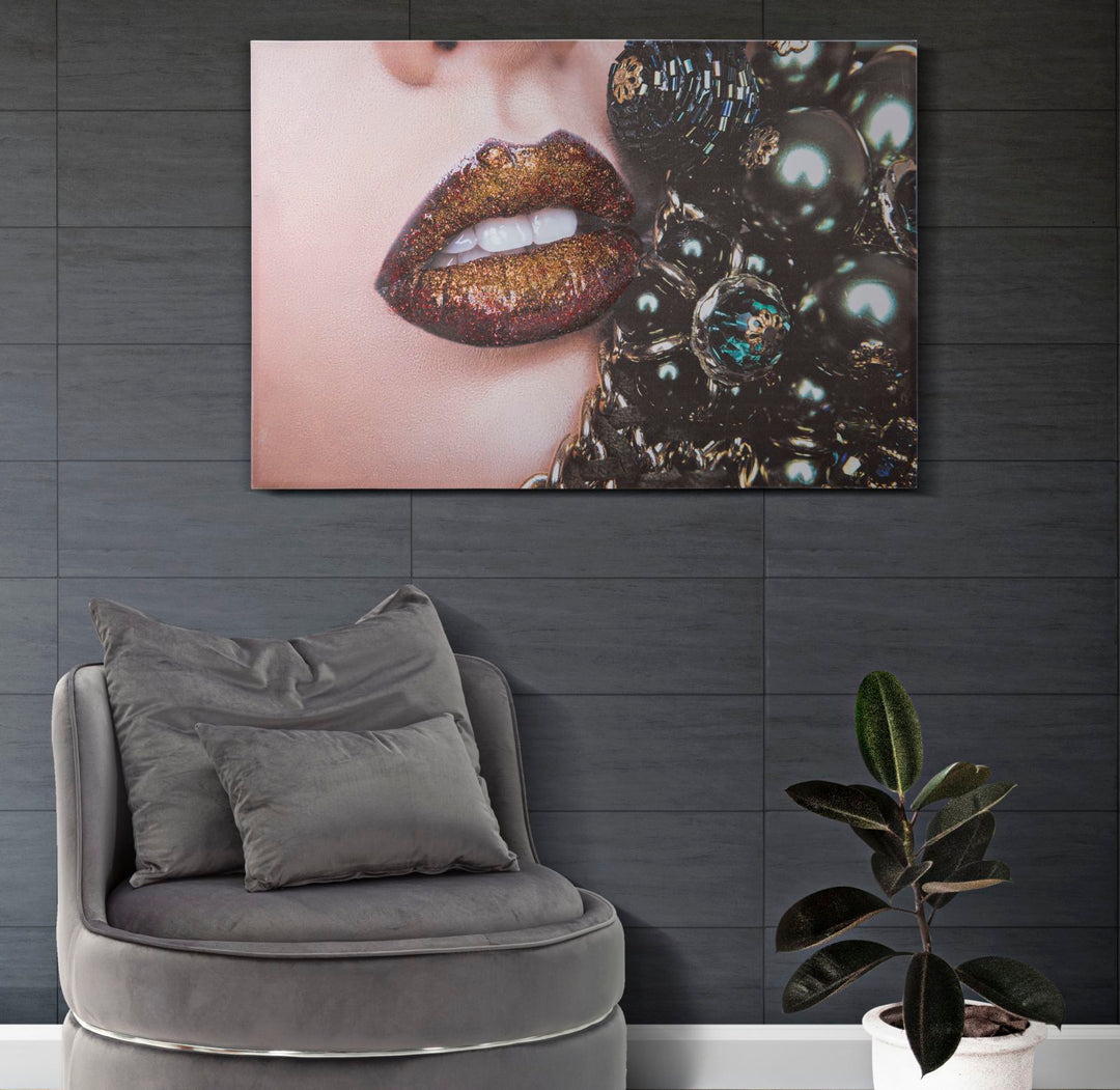 Mauro Ferretti Beautiful Lips canvastavla med porträtt 80 × 120 cm
