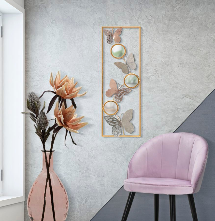 Mauro Ferretti Buttry A 3D-väggpanel med fjärilar och speglar 31 × 90 cm