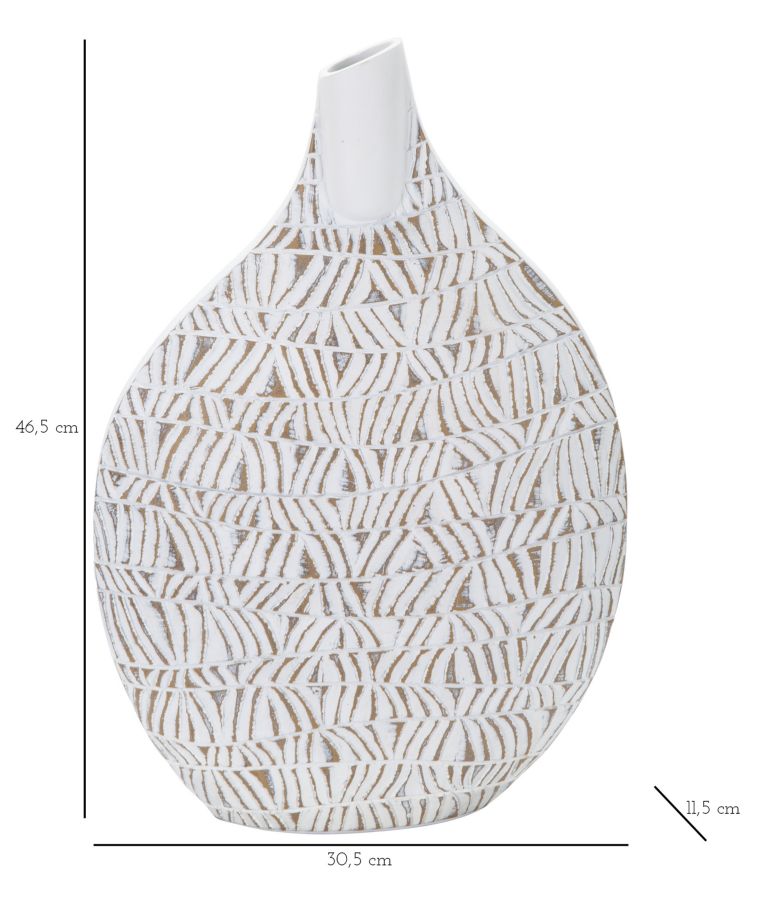 Mauro Ferretti Nairobi dekorativ vas 30,5 × 11,5 × 46,5 cm - white wash