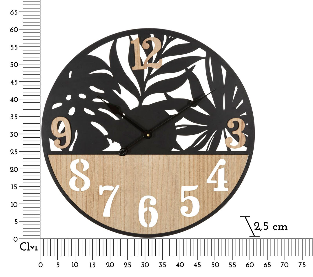 Mauro Ferretti Palm väggklocka Ø60 cm - svart/natur