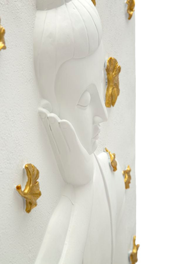 Mauro Ferretti Buddha 3D-väggpanel 46 × 55,5 cm - vit/guld