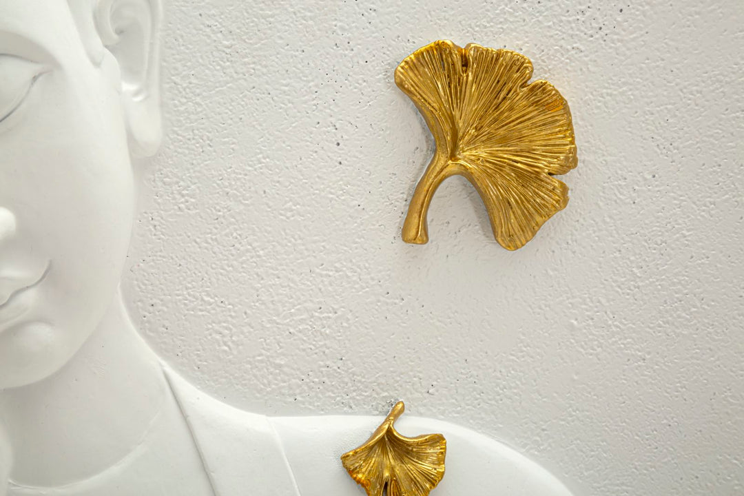 Mauro Ferretti Buddha 3D-väggpanel 46 × 55,5 cm - vit/guld