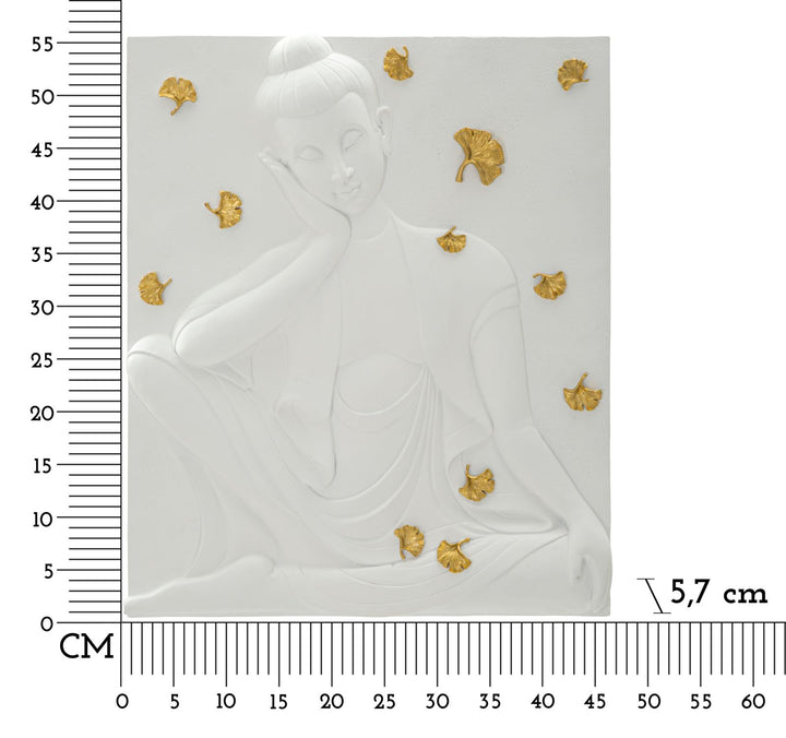 Mauro Ferretti Buddha 3D-väggpanel 46 × 55,5 cm - vit/guld