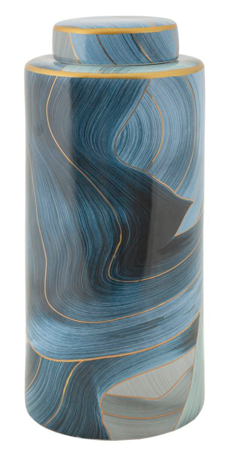 Mauro Ferretti Elegant vas med lock Ø15 × 34 cm - vit/guld