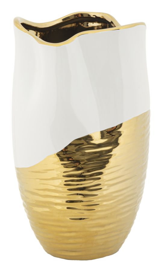 Mauro Ferretti Lux vas Ø20 × 35 cm - vit/guld