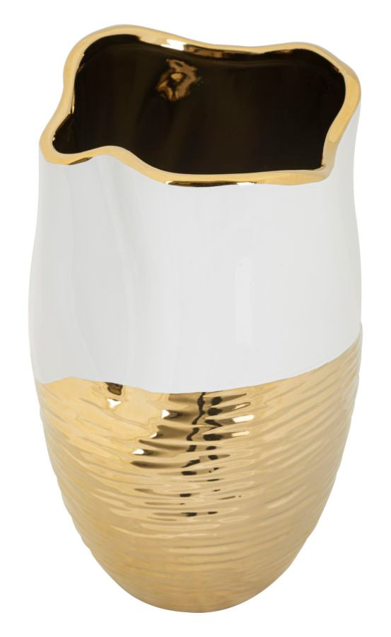 Mauro Ferretti Lux vas Ø20 × 35 cm - vit/guld