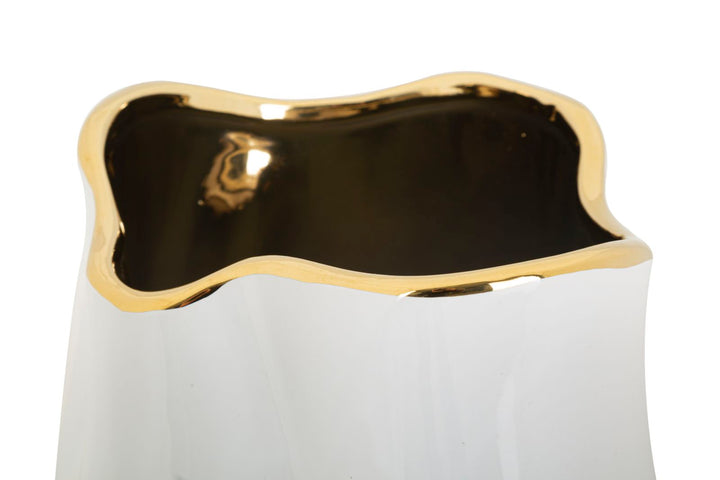 Mauro Ferretti Lux vas Ø20 × 35 cm - vit/guld