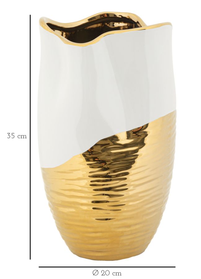 Mauro Ferretti Lux vas Ø20 × 35 cm - vit/guld