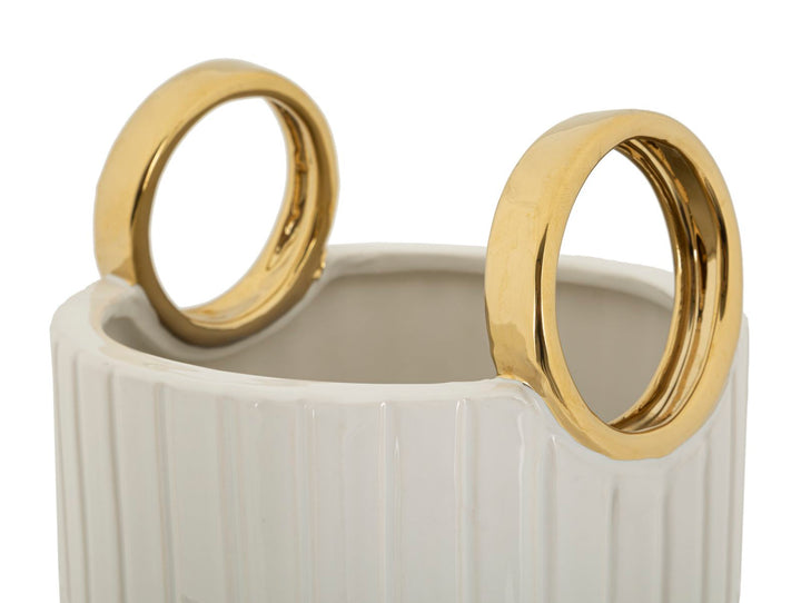 Mauro Ferretti Shopping vas Ø18 × 45 cm - vit/guld
