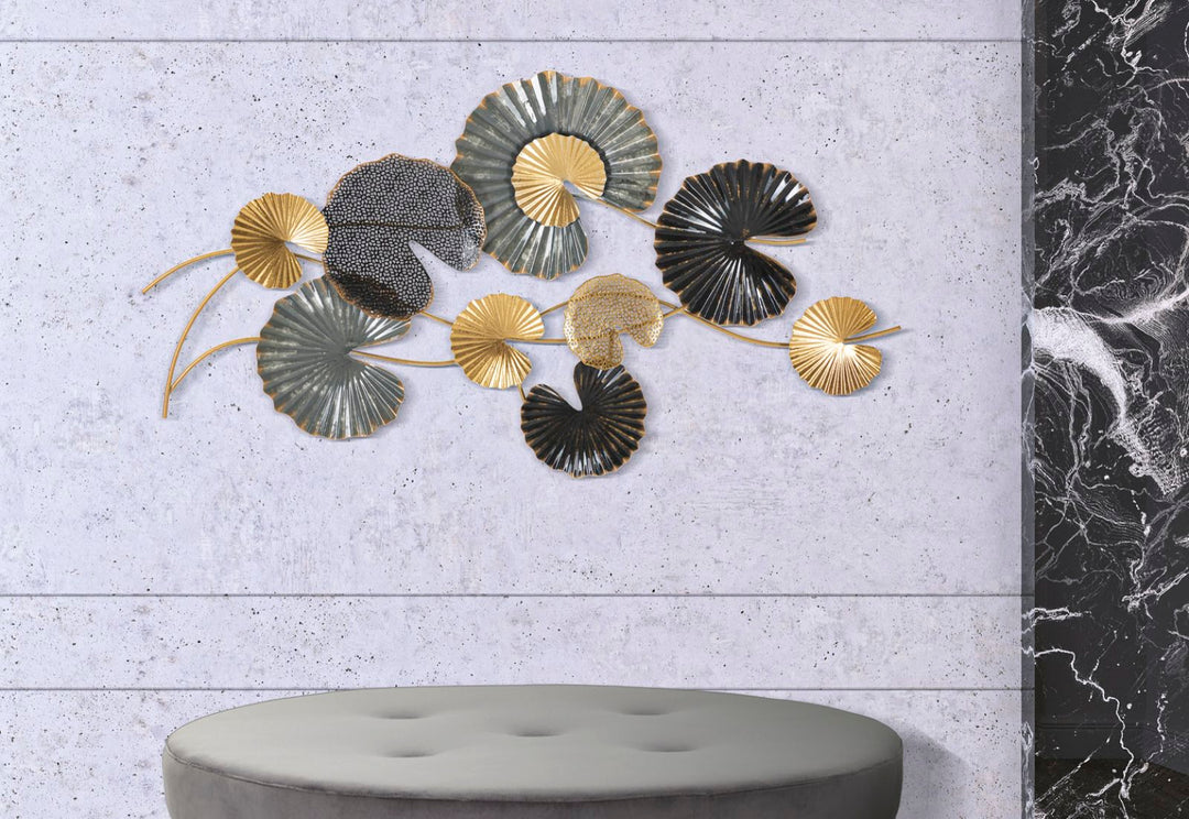 Mauro Ferretti Web B 3D-väggpanel i järn 105 × 56 cm - guld/antracit