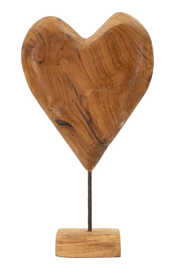 Dobu hjärtskulptur i teak 25 x 12 x 45 cm