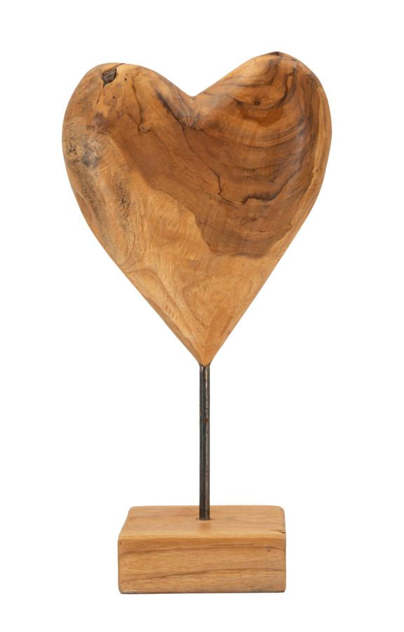 Dobu hjärtskulptur i teak 20 x 12 x 37 cm