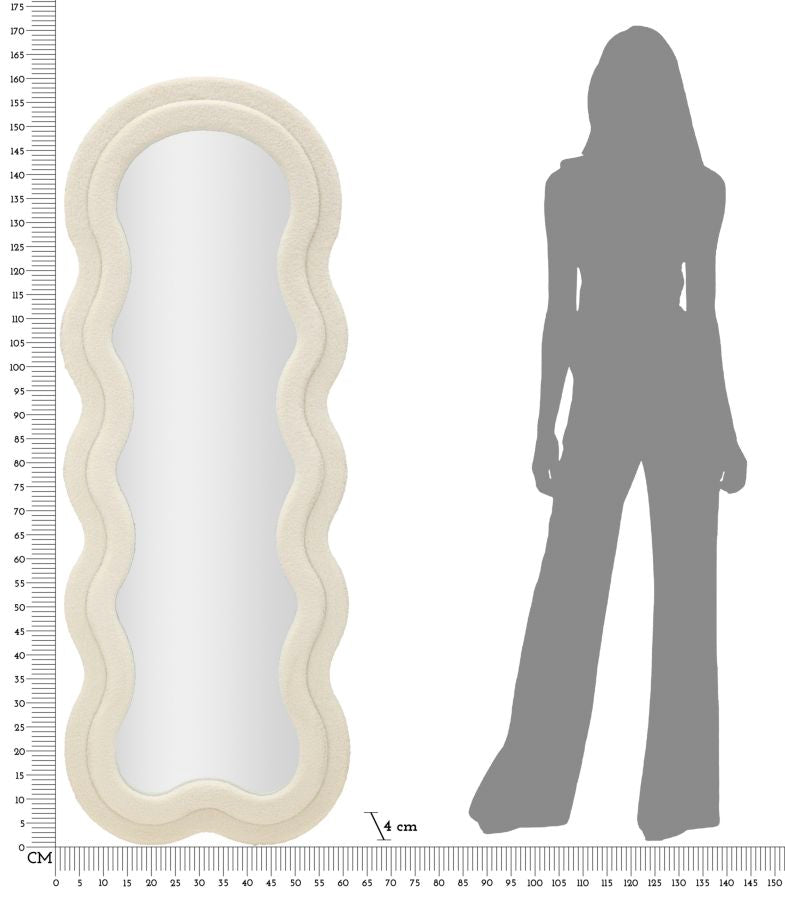 Mauro Ferretti Teddy väggspegel i bouclé 60 × 160 cm - kräm