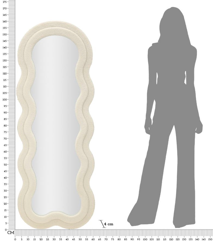 Mauro Ferretti Teddy väggspegel i bouclé 60 × 160 cm - kräm