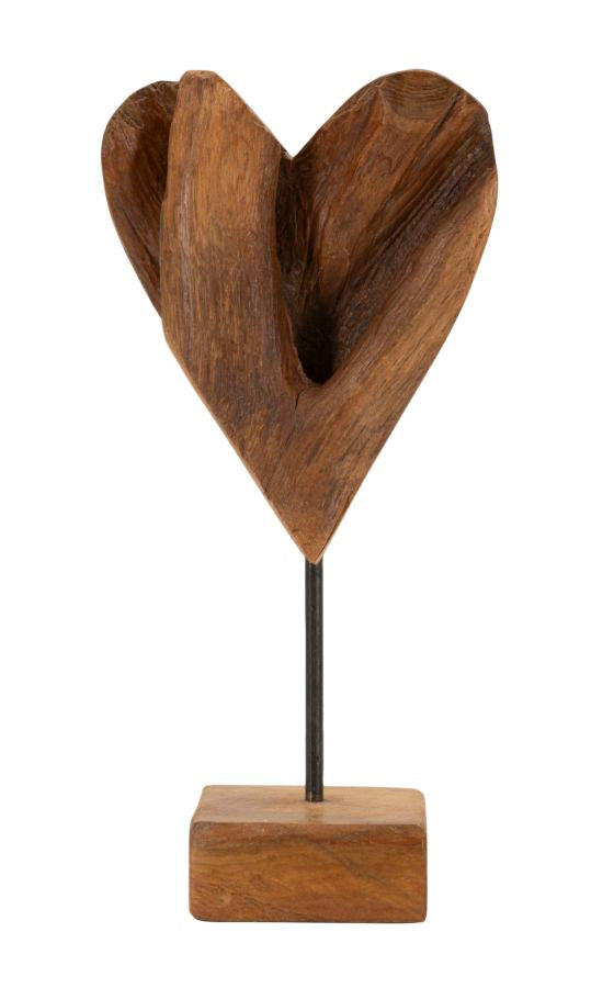 Mauro Ferretti Heart hjärtskulptur i teak 35 cm
