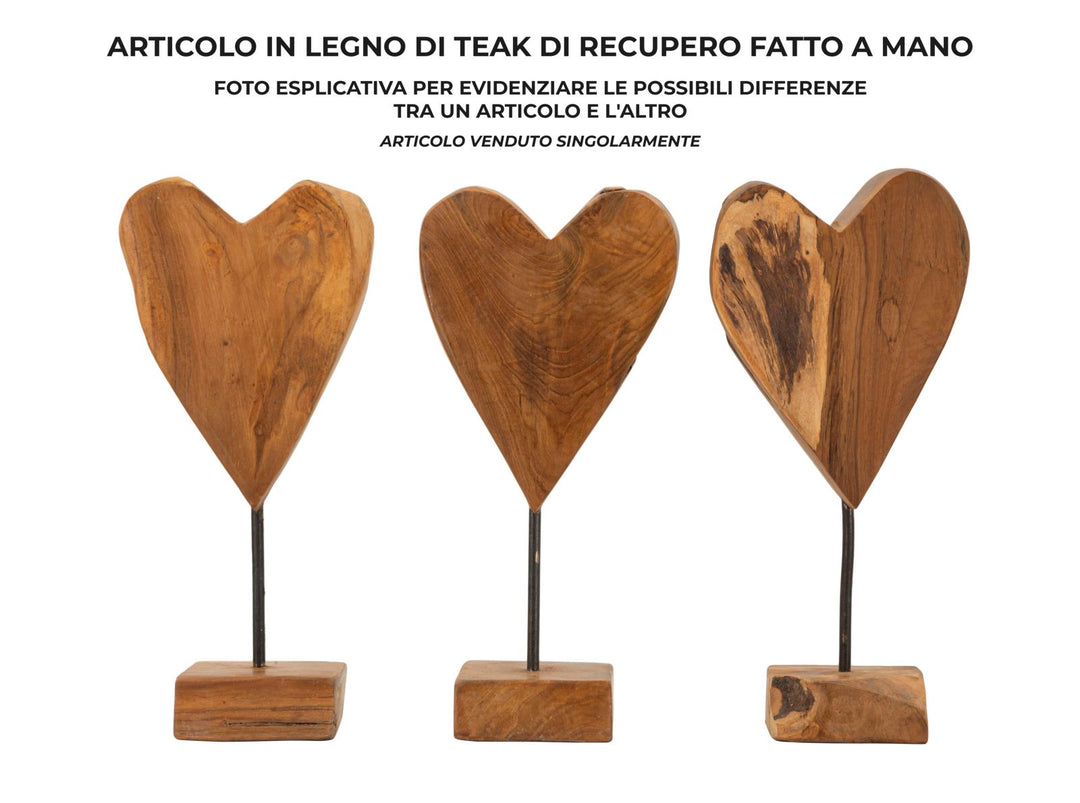 Mauro Ferretti Heart hjärtskulptur i teak 35 cm