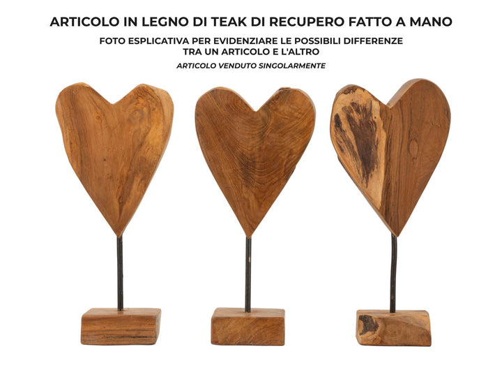 Mauro Ferretti Heart hjärtskulptur i teak 35 cm