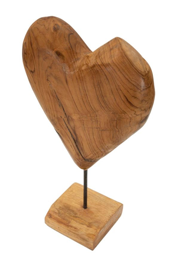 Dobu hjärtskulptur i teak 25 x 12 x 45 cm – bild 3